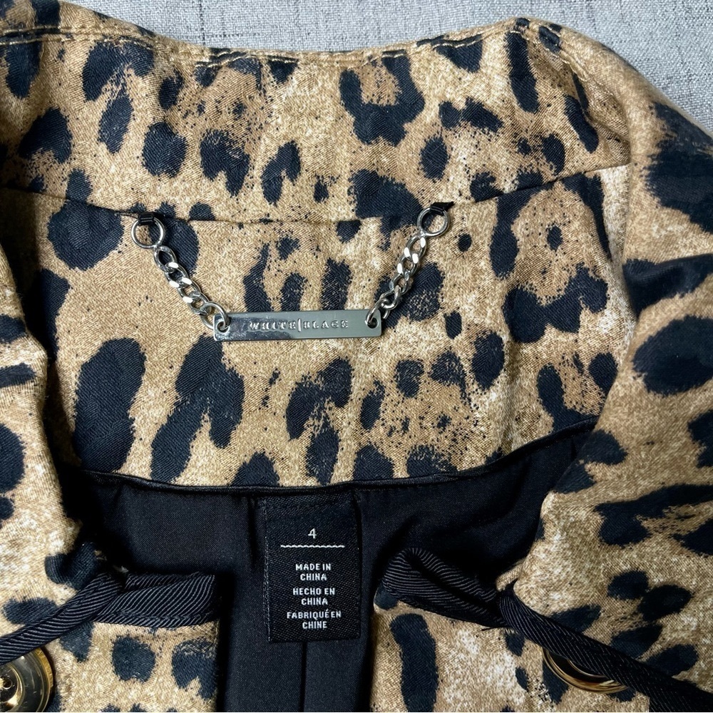White House Black Market Leopard Print Jacket 4 Small - Picture 14 of 16